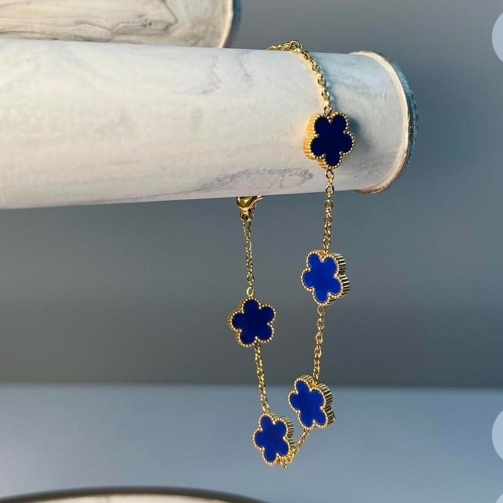 Elegant Gold And Blue Bracelet